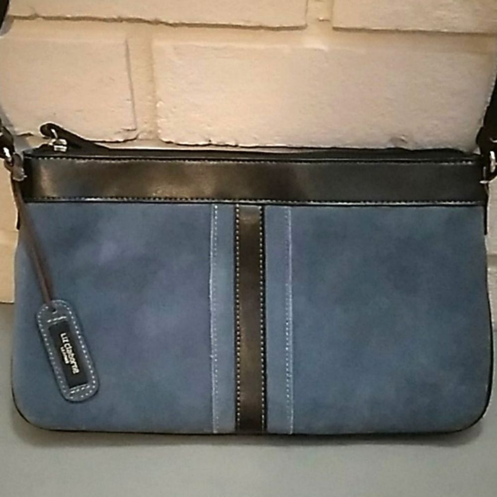 Liz Claiborne Blue/Black Leather Bag. NWT - Picture 2 of 12